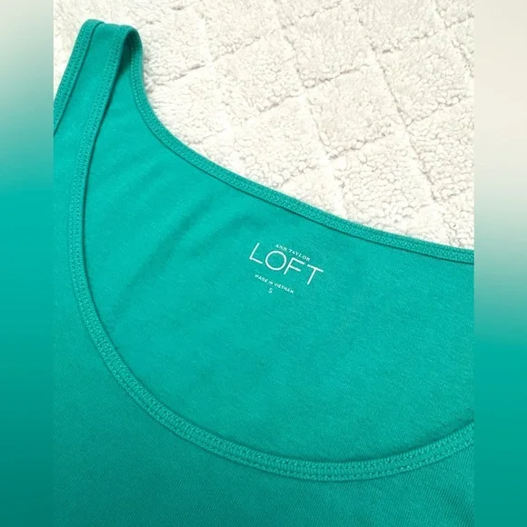 LOFT Teal Cotton Tank Top - Picture 3 of 4